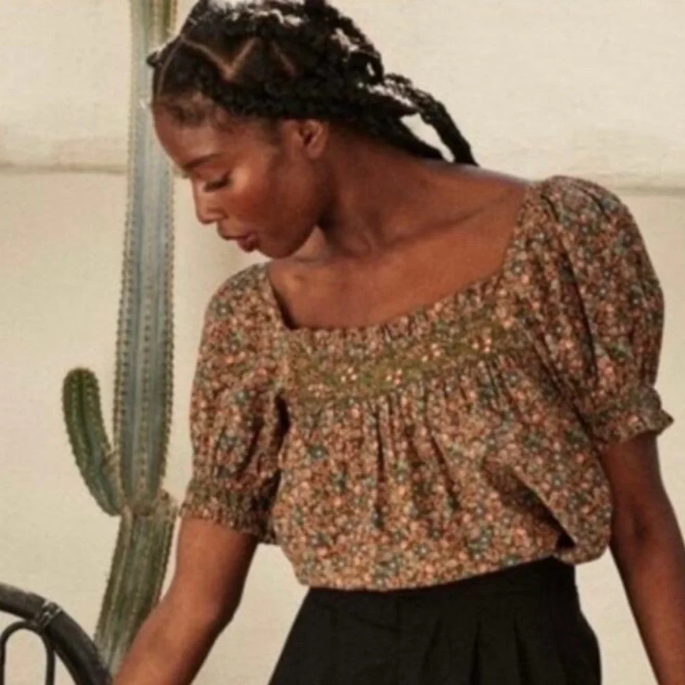 DOEN Elba Top in Yellow Laurel Canyon Rose Floral Print XL - Picture 4 of 12